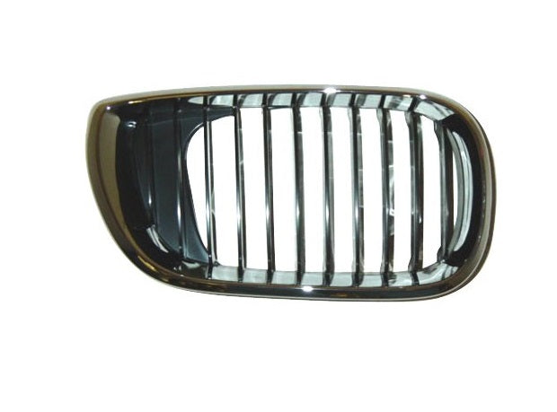 2002-2005 Bmw 3 Series Sedan Grille Passenger Side Chrome/Black , BM1200127. Factory-style replacement part.