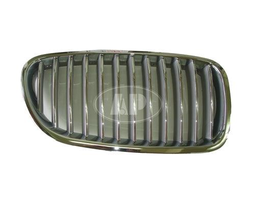 2011-2013 Bmw 5 Series Grille Passenger Side Chrome/Silver , BM1200199. Side view of the replacement part.