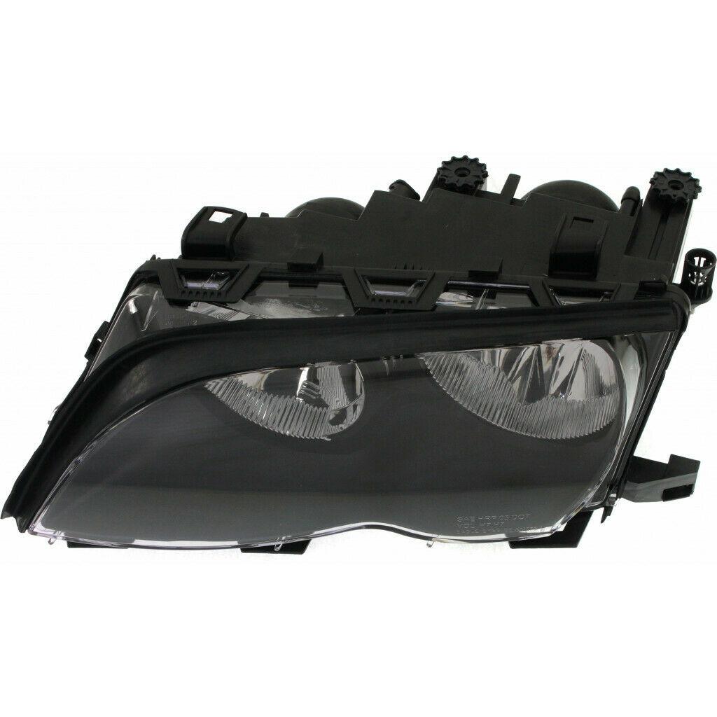 2002-2005 Bmw 3 Series Sedan Head Lamp Driver Side Halogen Black , BM2502122. Exact fit for vehicle restoration.