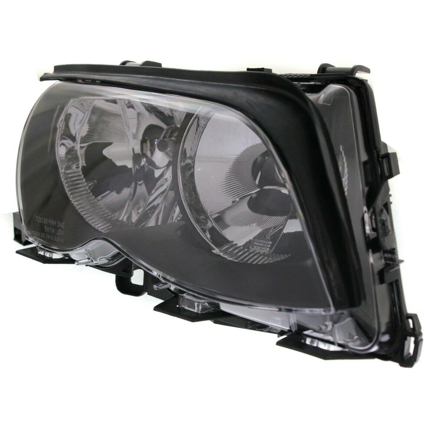 2002-2005 Bmw 3 Series Sedan Head Lamp Passenger Side Halogen Black , BM2503122. Side view of the replacement part.