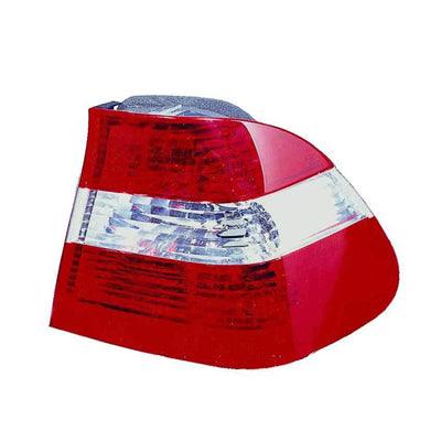 2002-2005 Bmw 3 Series Sedan Tail Lamp Passenger Side Clear/Red , BM2801111. Side view of the replacement part.