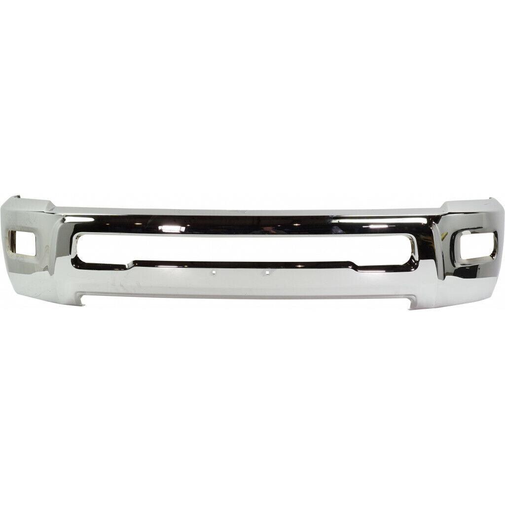 2011-2018 Ram Pickup-3500 Front Bumper Face Bar Chrome With Fog Lamp Hole , CH1002390. Side view of the replacement part.