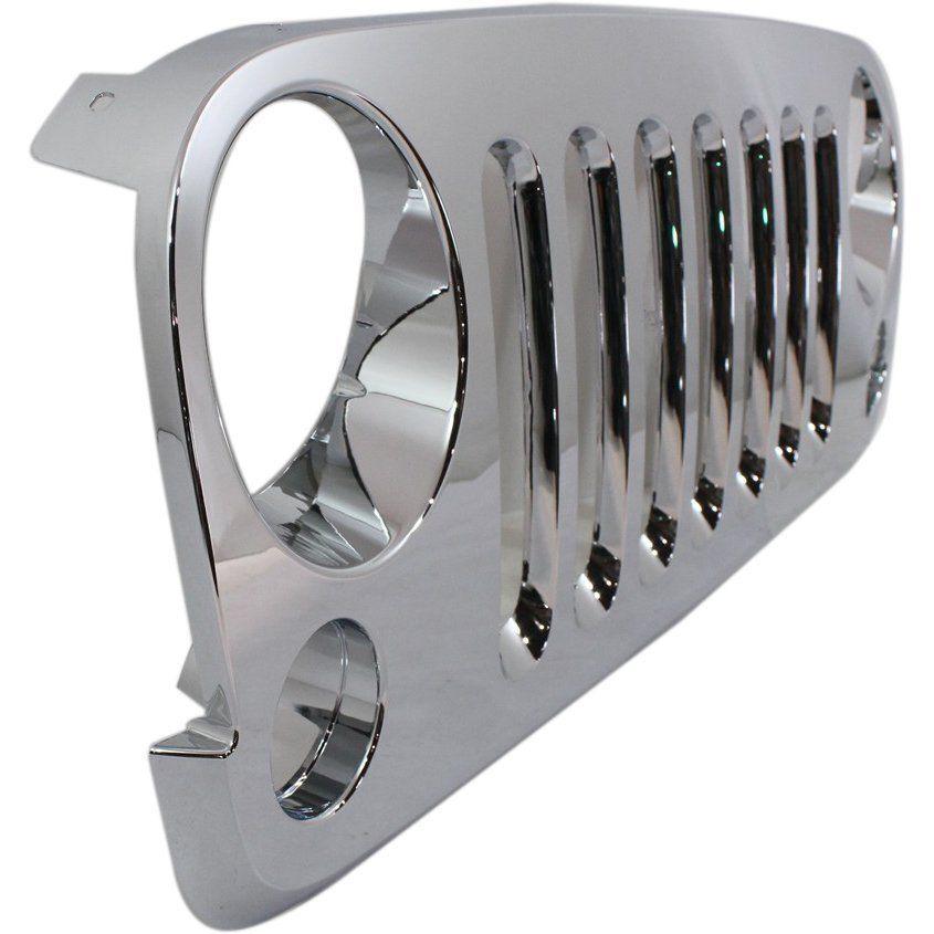 2007-2017 Jeep Wrangler Grille All Chrome , CH1200328. Precision fitment for collision repair.