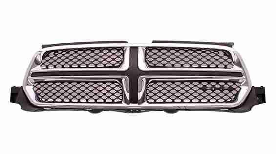 2011-2013 Dodge Durango Grille Chrome Painted Black With Accent Colour , CH1200357. Side view of the replacement part.