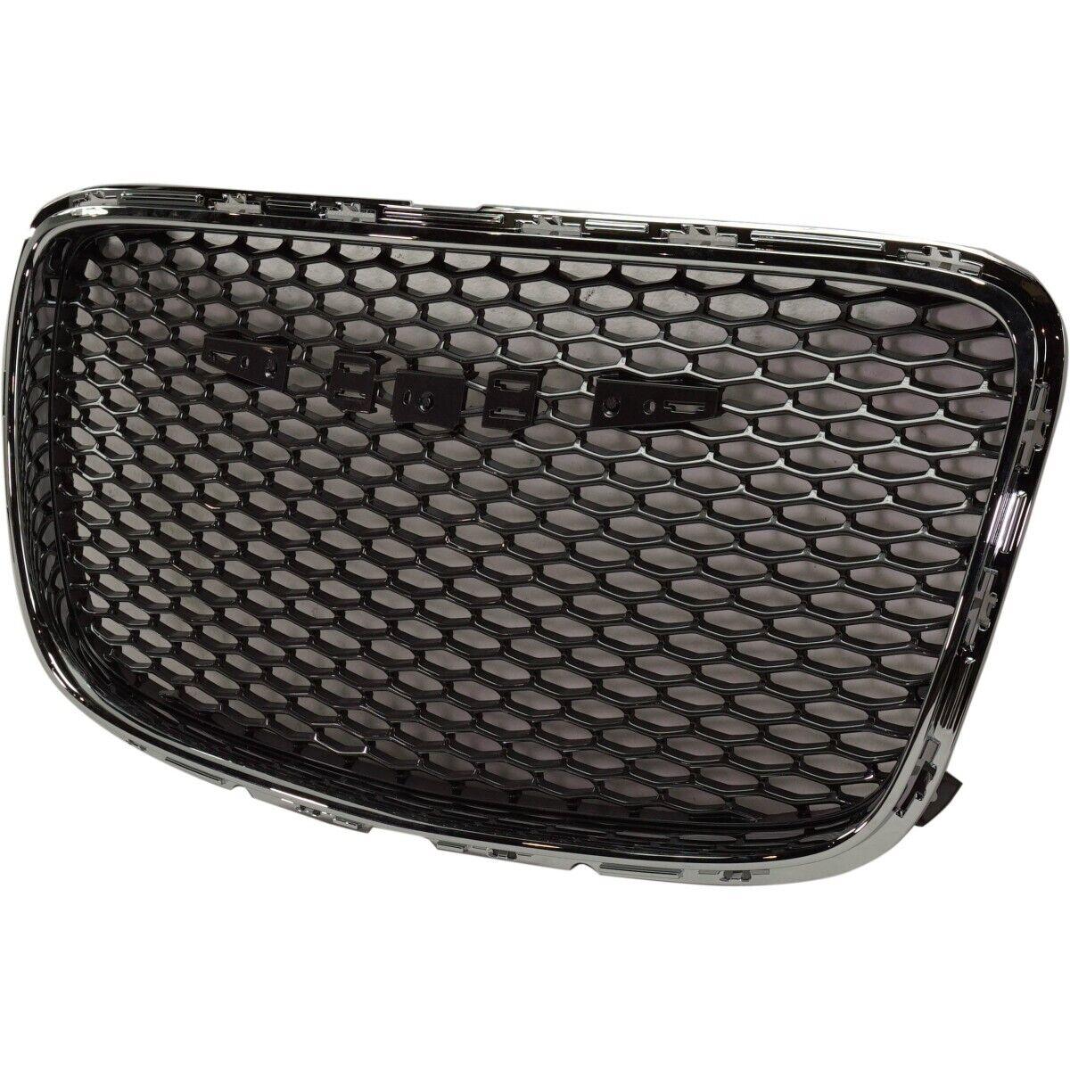 2015-2023 Chrysler 300 Grille Dark Gray Mesh With Chrome Frame , CH1200394. Side view of the replacement part.