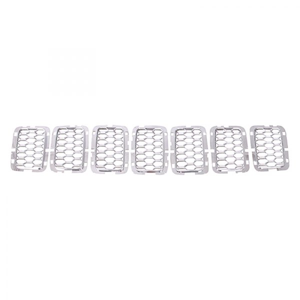2017-2021 Jeep Grand Cherokee Grille Trim Ring 7-Piece Set Satin Chrome , CH1201114. High-quality aftermarket part.