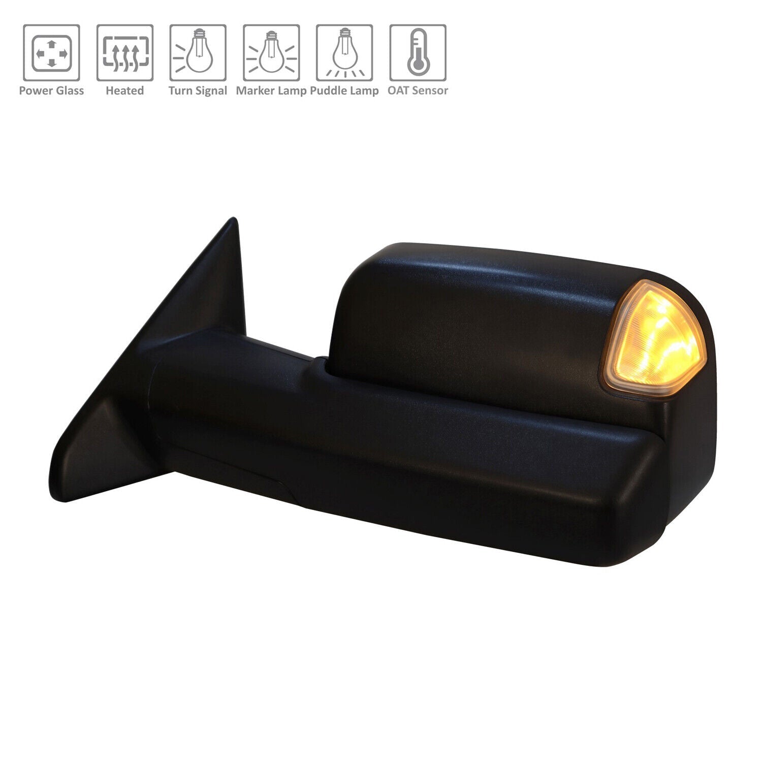 2019-2022 Ram Pickup-3500 Mirror Driver Side Power , CH1320505. Side view of the replacement part.