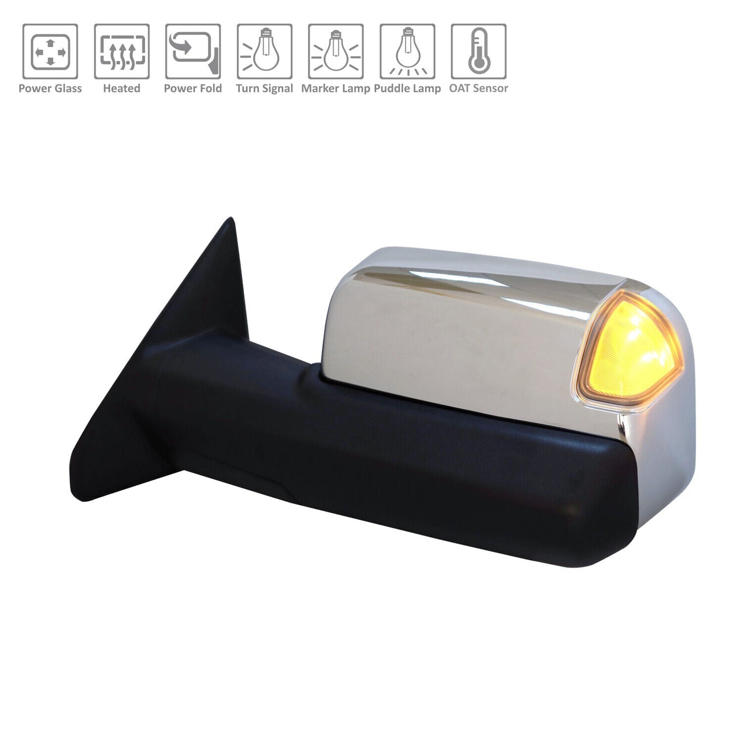 2019-2022 Ram Pickup-3500 Mirror Driver Side Power , CH1320507. OEM-style replacement.