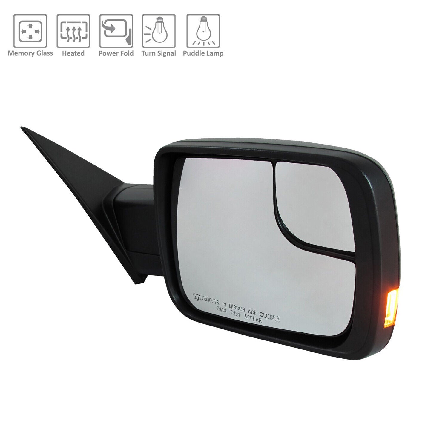 2019-2022 Ram Pickup-1500 Mirror Passenger Side Power , CH1321476. Designed for OEM alignment.