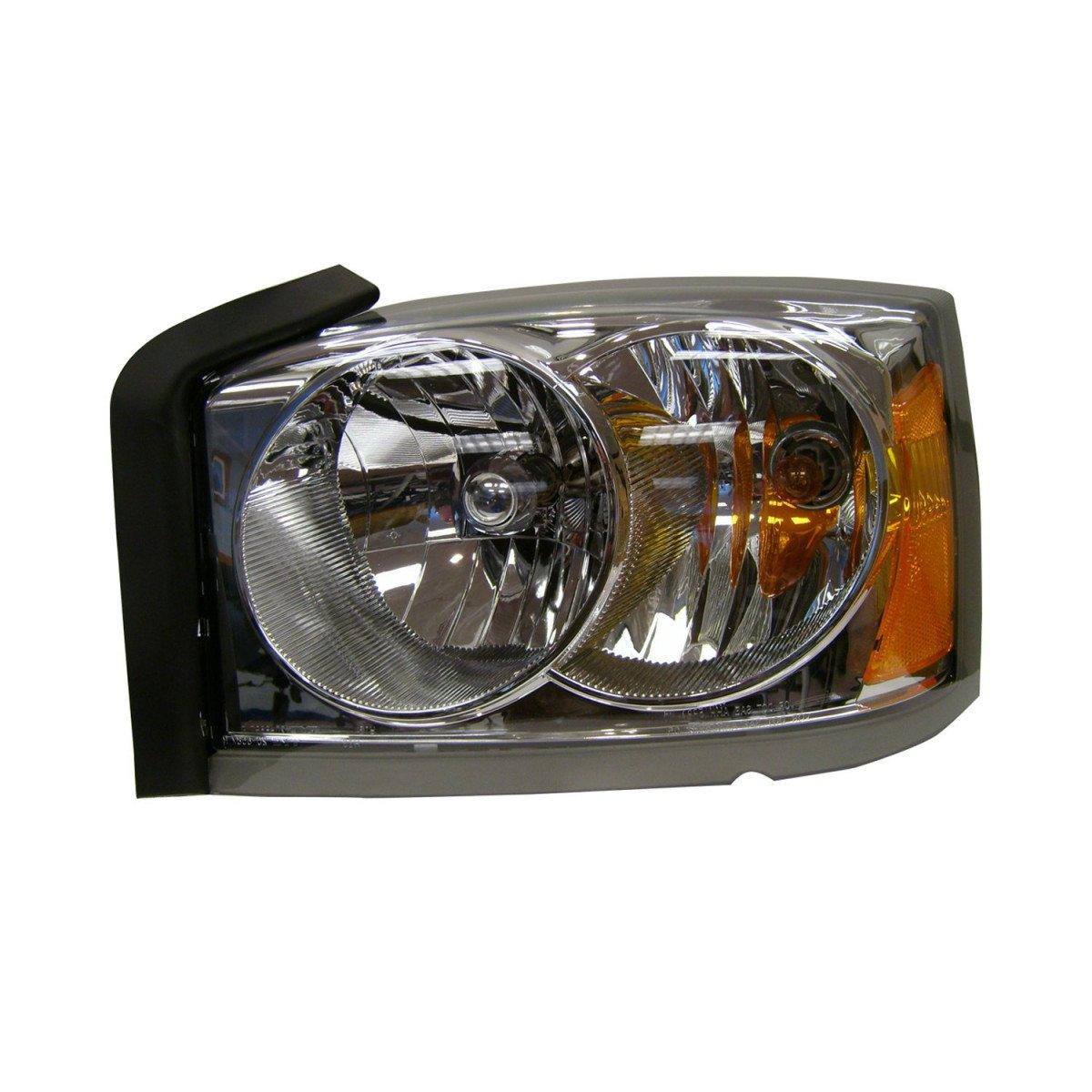 2006-2007 Dodge Dakota Head Lamp Driver Side Without Black Bezel , CH2502170. Designed for OEM alignment.