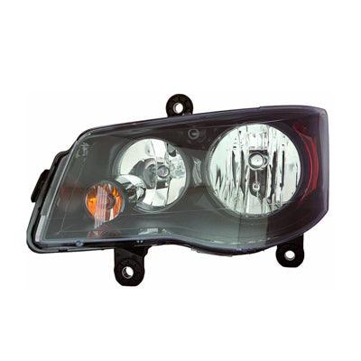 2014-2016 Chrysler TOWN COUNTRY Head Lamp Driver Side Halogen With Black Bezel , CH2502266. Designed for OEM alignment.