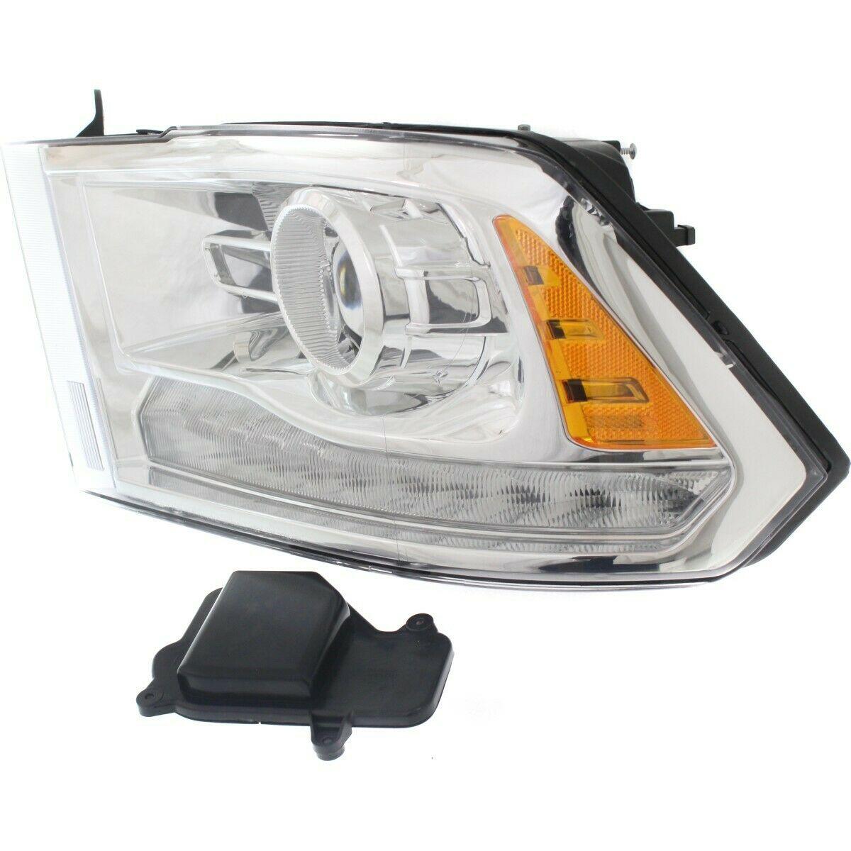 2016-2018 Ram Pickup-2500 Head Lamp Driver Side Halogen Projector Chrome Bezel , CH2502290. OEM-style replacement.