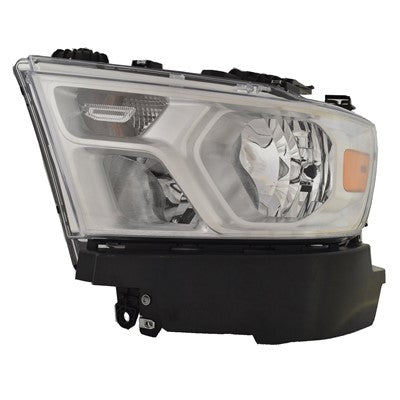 2019-2023 Ram Pickup-1500 Head Lamp Driver Side Halogen With Chrome Trim , CH2502329. Replacement part ready for install.