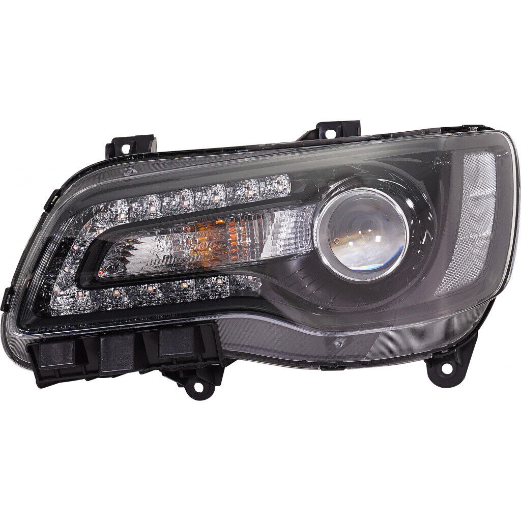 2018-2023 Chrysler 300 Head Lamp Driver Side Halogen Black Projection Type , CH2502331. Precision fitment for collision repair.