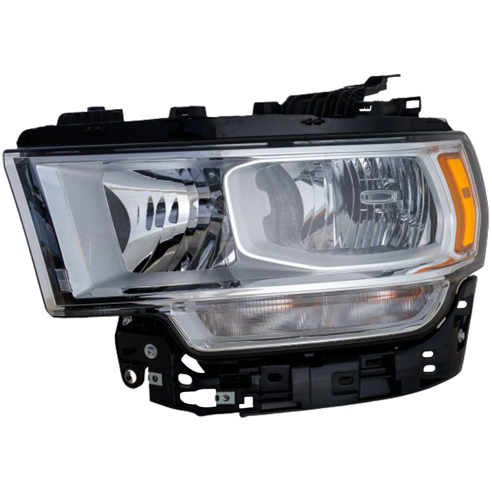2019-2023 Ram Pickup-3500 Head Lamp Driver Side Halogen Chrome Bezel Without Logo , CH2502334. OEM-style replacement.