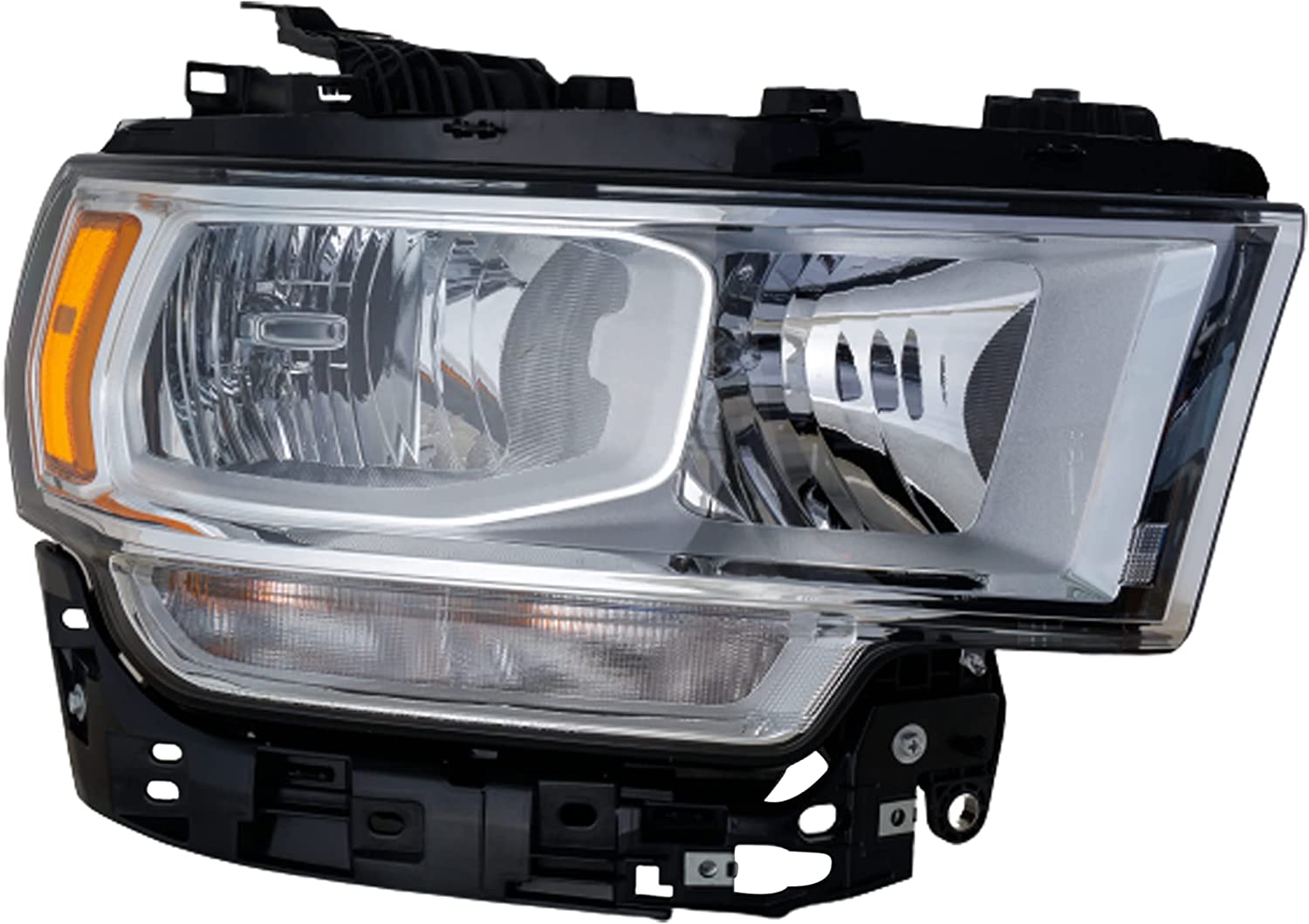 2019-2023 Ram Pickup-2500 Head Lamp Passenger Side Halogen Chrome Bezel Without Logo , CH2503334. Designed for OEM alignment.