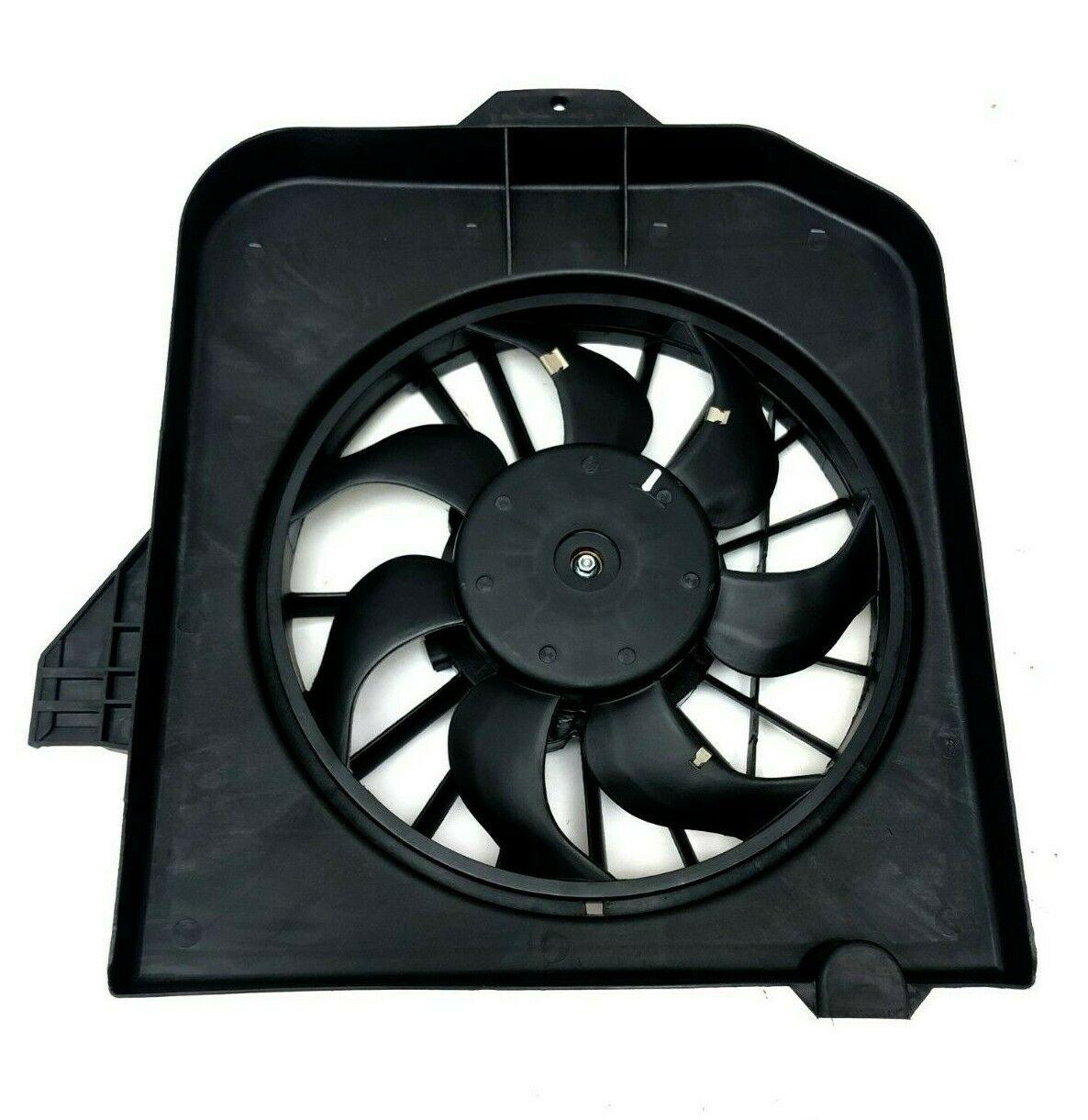 2001-2004 Chrysler Voyager Radiator Fan Assy Passenger Side , CH3113102. Side view of the replacement part.