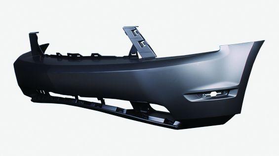 2010-2012 Ford Mustang GT Front Bumper Primed , FO1000646. Side view of the replacement part.