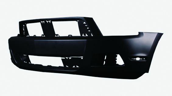 2010-2012 Ford Mustang Front Bumper Primed Base Model , FO1000652. Installed view for reference.