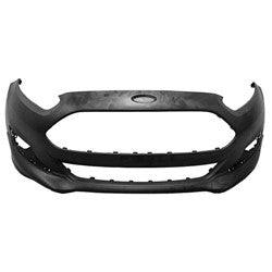 2014-2019 Ford Fiesta Sedan Front Bumper Primed Without Spoiler/Chrome Trim , FO1000692. Durable and impact-resistant.