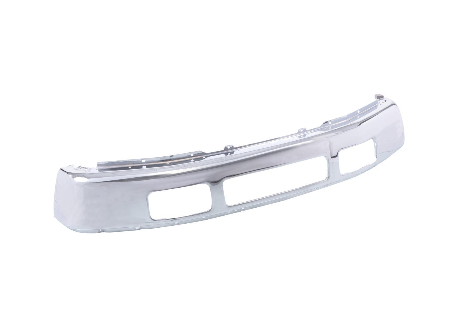 2005 Ford Excursion Front Bumper Face Bar Chrome Without Flare Hole , FO1002392. Side view of the replacement part.