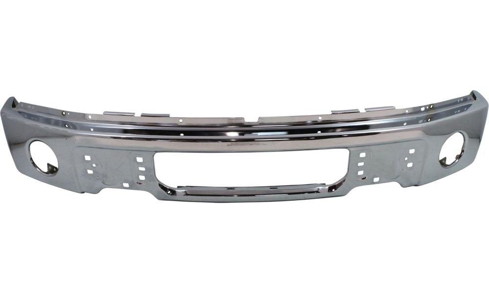 2009-2014 Ford F150 Front Bumper Face Bar Chrome With Fog Lamp Hole , FO1002411. Exact fit for vehicle restoration.