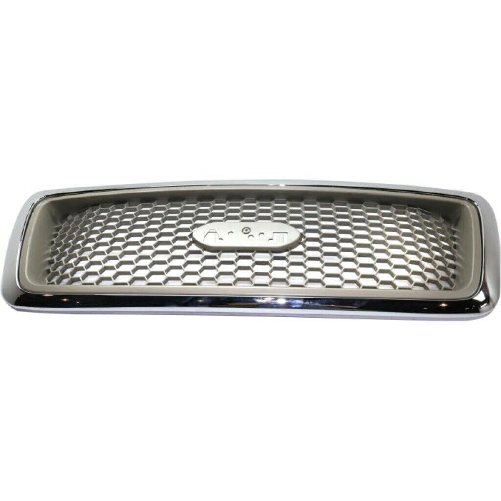 2004-2008 Ford F150 Grille Chrome Frame With Champagne Honeycomb Lariat Model , FO1200427. Designed for OEM alignment.