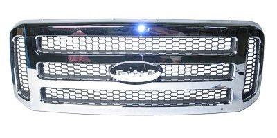 2005-2007 Ford F250 Grille All Chrome Xlt/Lariat/Amarillo Model , FO1200456. Direct fit for easy installation.