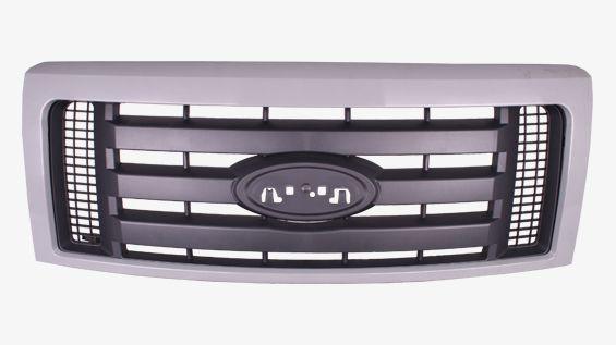 2009-2012 Ford F150 Grille Stx Fx4 Painted Frame 3 Textured Bar , FO1200512. Side view of the replacement part.