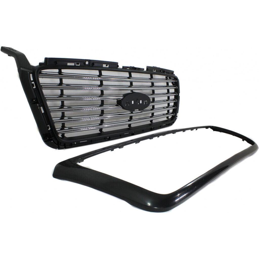 2006-2008 Ford F150 Grille (Lariat-Ltd) Center With Chrome Frame , FO1200517. OEM-style replacement.