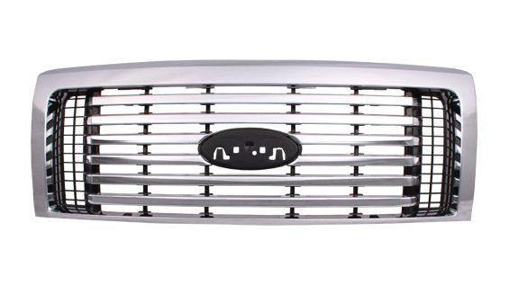 2010-2012 Ford F150 Grille Chrome Frame 6 Chrome Bars Billet Style , FO1200531. Installed view for reference.