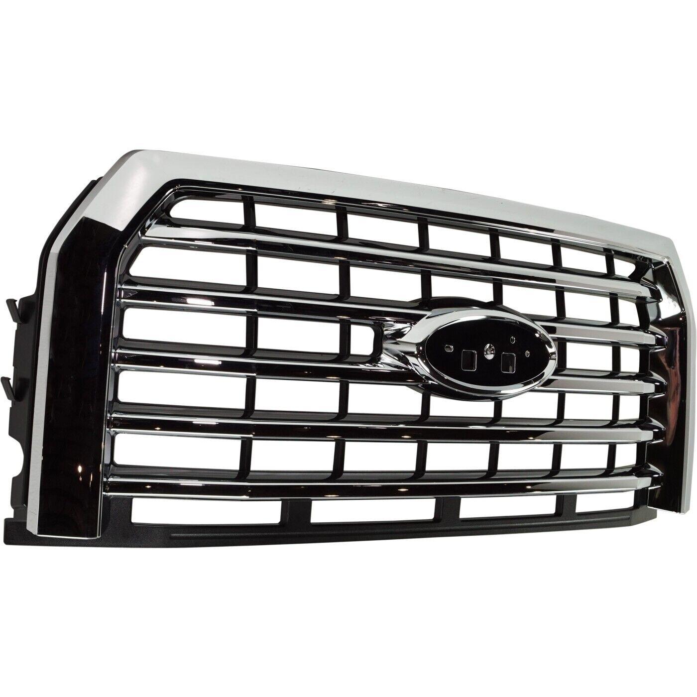 2015-2017 Ford F150 Grille Chrome 5 Bar Style Without Camera , FO1200582. Direct fit for easy installation.