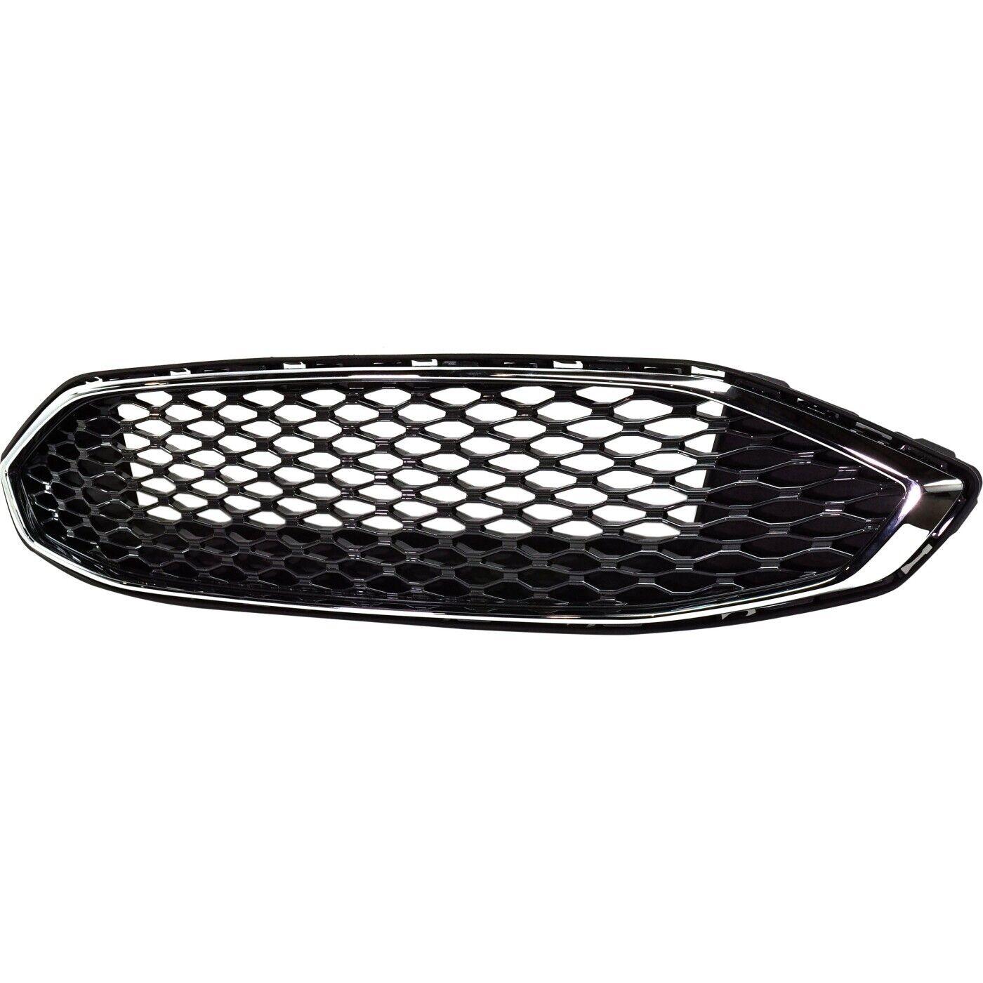 2017-2018 Ford Fusion Hybrid Grille Black Mesh With Chrome Frame , FO1200595. Factory-style replacement part.