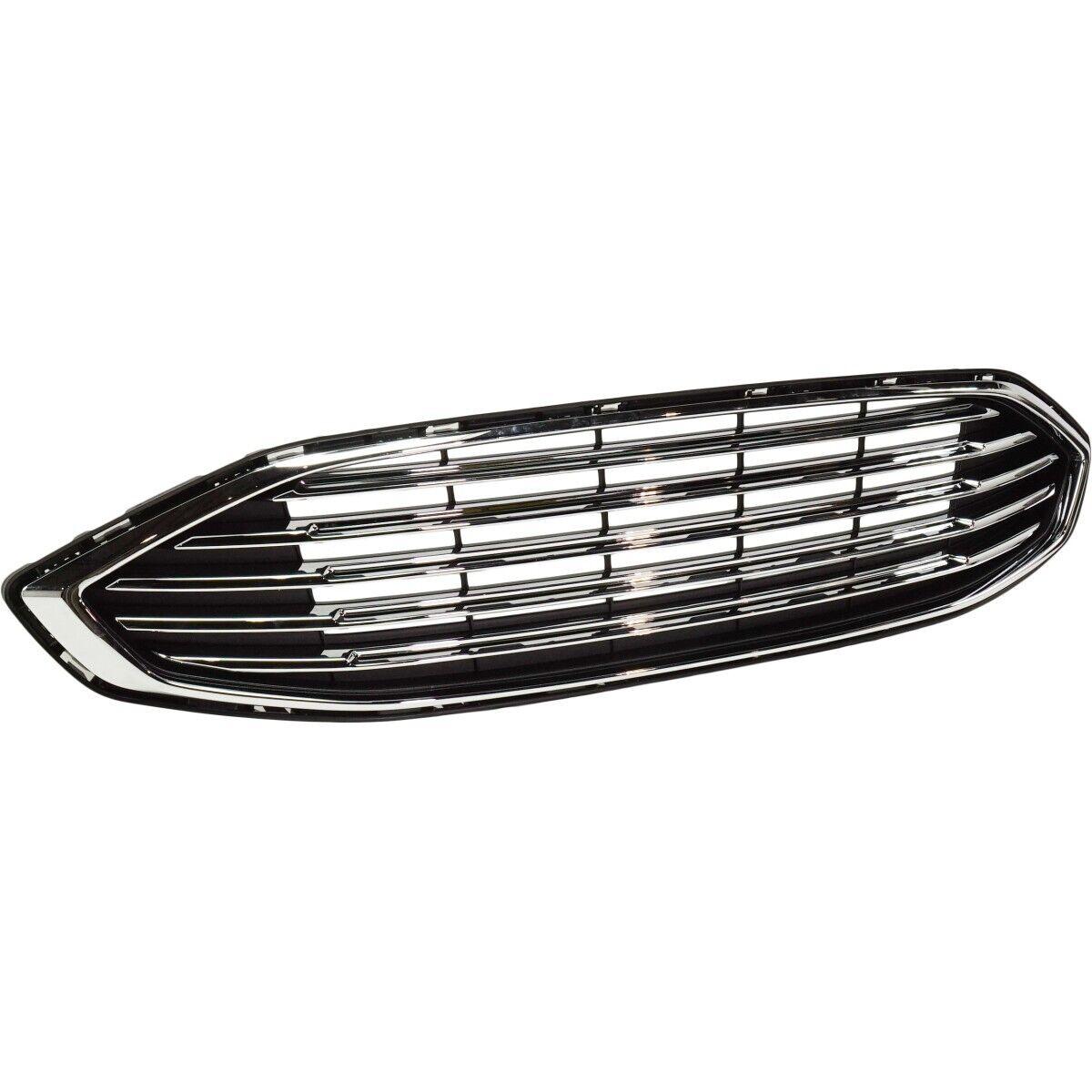 2017-2018 Ford Fusion Energi Grille Black With 5 Chrome Bars With Chrome Frame Without Sport , FO1200598. Direct fit for easy installation.