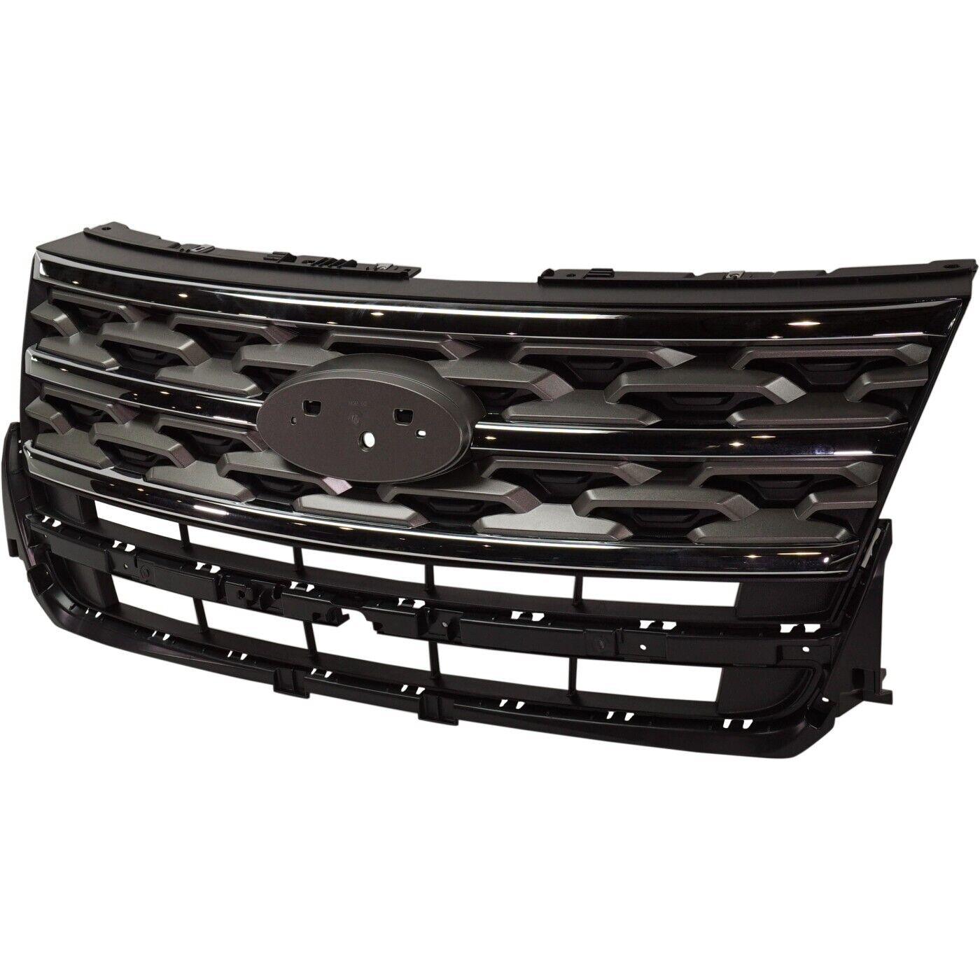 2018-2019 Ford Explorer Grille Light Gray With Chrome Moulding Xlt Model Without Sport Pkg , FO1200624. Direct fit for easy installation.