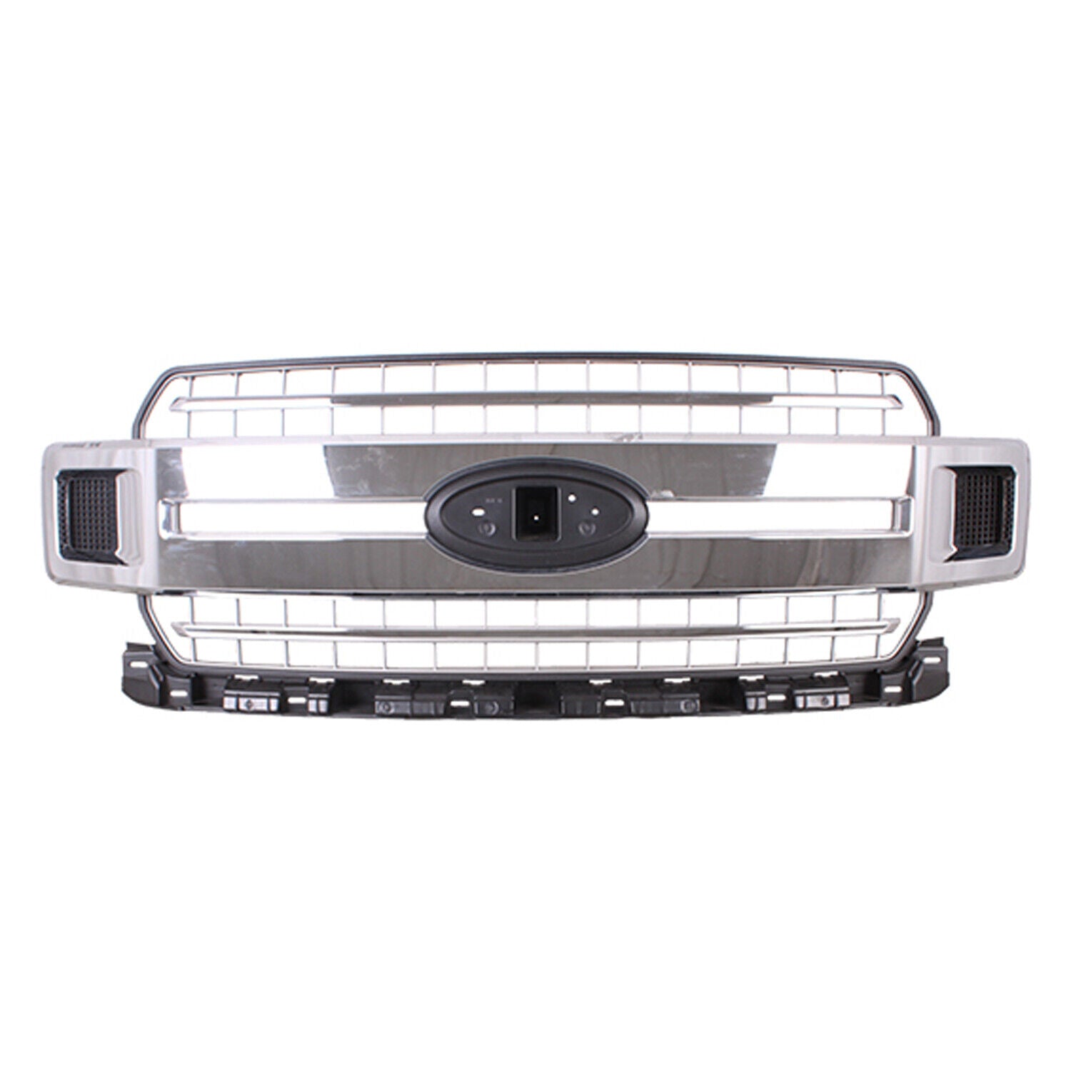 2018-2020 Ford F150 Grille Front Chrome Accent With Silver Gray Grid , FO1200652. OEM-style replacement.