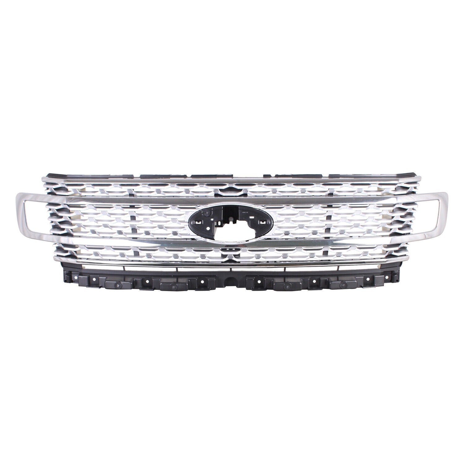 2018-2021 Ford Expedition Grille Front Satin Aluminum Mesh Type , FO1200658. Angle view for visual reference.