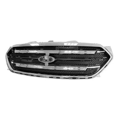 2013-2019 Ford Taurus Grille Surearound Chrome With Black Mesh , FO1202104. Replacement part ready for install.