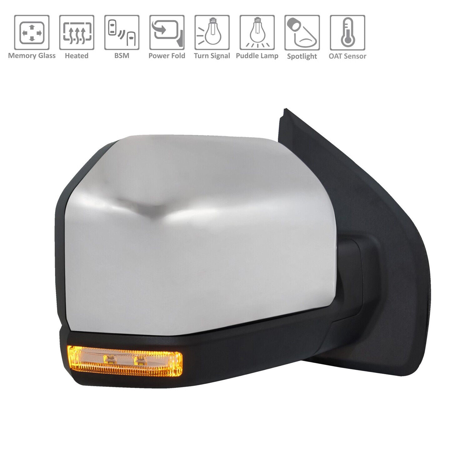 2019-2020 Ford F150 Mirror Passenger Side Power , FO1321660. Exact fit for vehicle restoration.