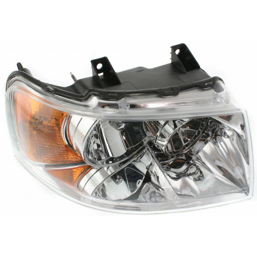 2003-2006 Ford Expedition Head Lamp Passenger Side Chrome Without Off Road Pkg , FO2503181. Angle view for visual reference.