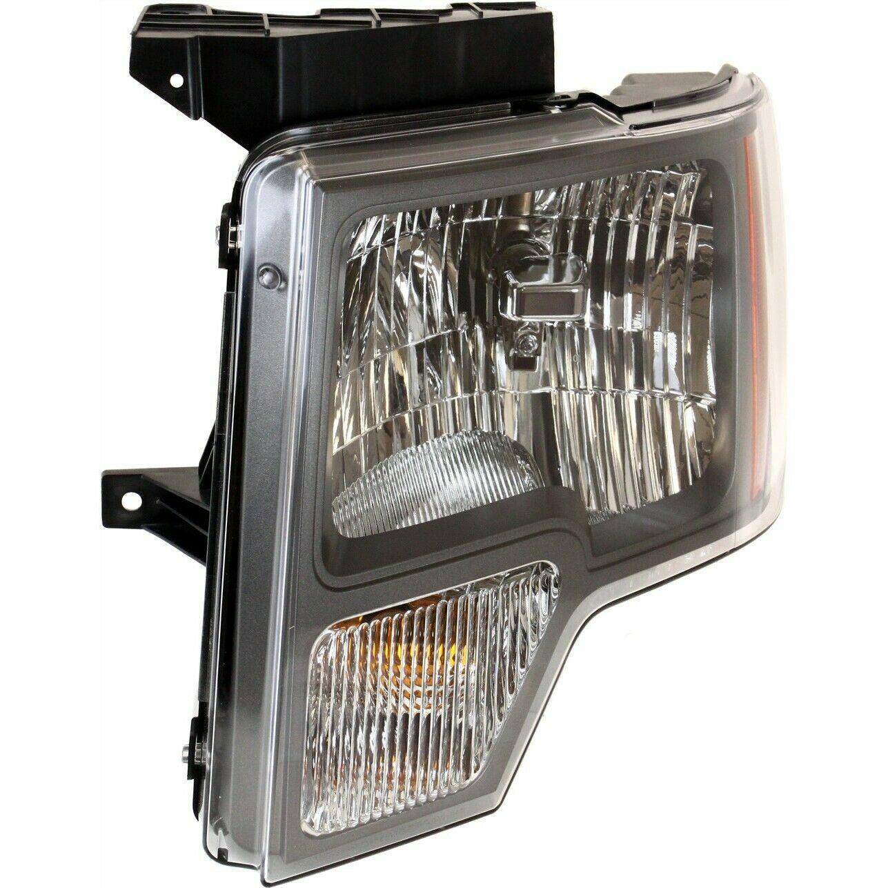 2010 Ford F150 Head Lamp Passenger Side Fx2 Model Sterling Gray Trim , FO2503297. Side view of the replacement part.