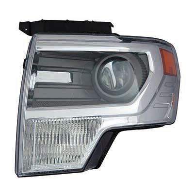 2013-2014 Ford F150 Head Lamp Driver Side Hid Chrome , FO2518120. Factory-style replacement part.