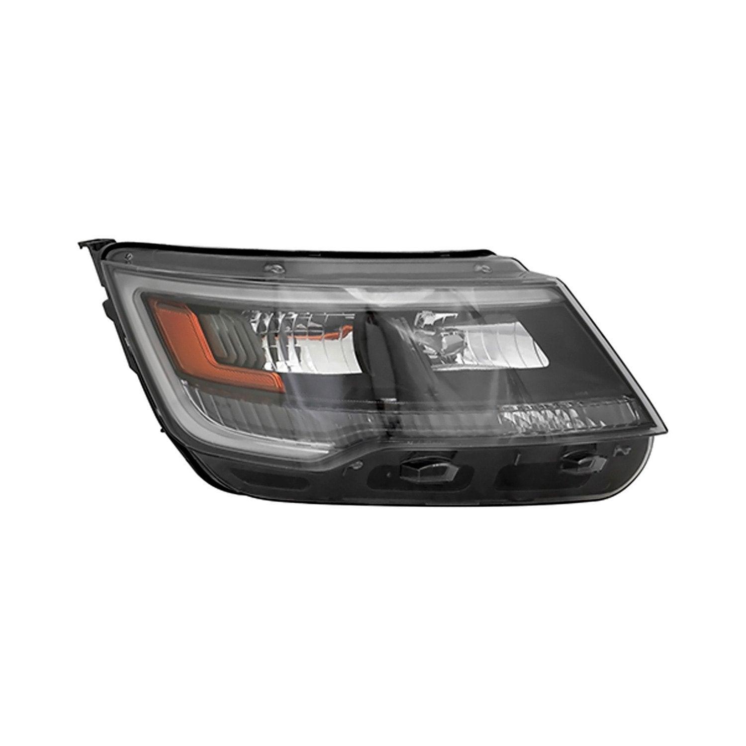 2016-2018 Ford Explorer Sport Head Lamp Passenger Side Hid Sport Model Black Housing , FO2519131. OEM-style replacement.