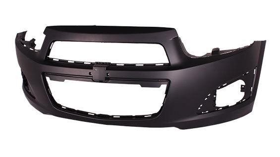 2012-2016 Chevrolet Sonic Hatchback Front Bumper Primed Without Sensor Except Rs Model , GM1000928. Installed view for reference.