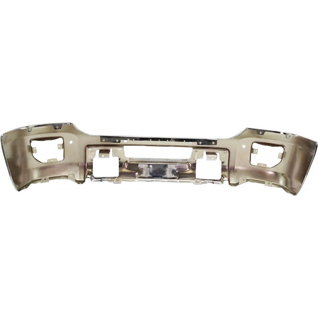 2015-2019 Gmc Sierra 3500 Front Bumper Face Bar Steel With Sensor Chrome , GM1002856. Side view of the replacement part.