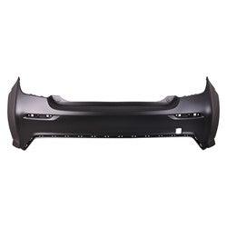 2017-2020 Chevrolet Sonic Hatchback Rear Bumper Primed Without Sensor With Remote Start , GM1100A21. Side view of the replacement part.