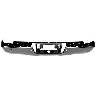 2014 Chevrolet Silverado 1500 Bumper Rear Black Without Corner Step With Sensor , GM1102564. Installed view for reference.