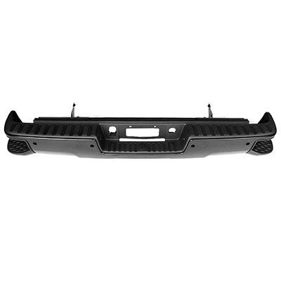 2014-2018 Gmc Sierra 1500 Rear Bumper Assy Black With Corner Step/Sensor , GM1103179. Designed for OEM alignment.