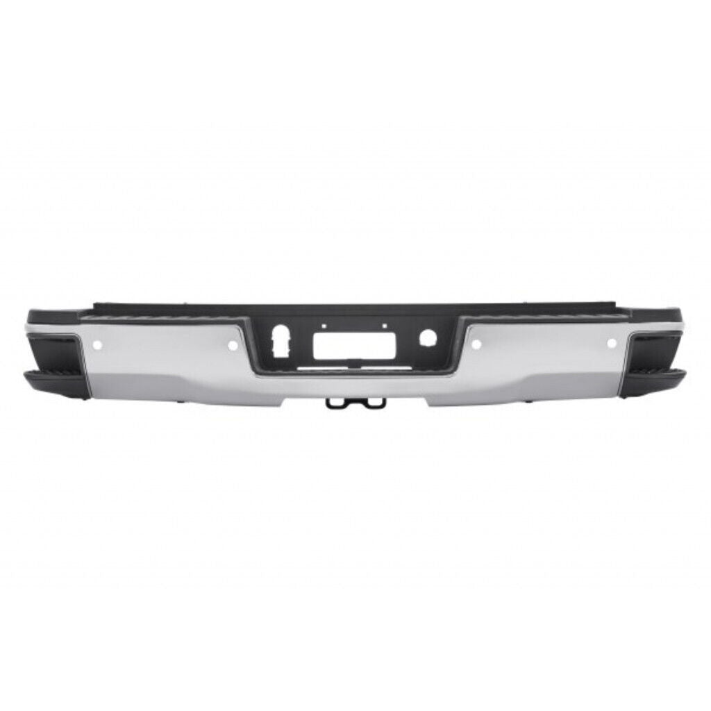 2015-2019 Chevrolet Silverado 2500 Rear Bumper Assy Chrome With Sensor , GM1103186. Designed for OEM alignment.