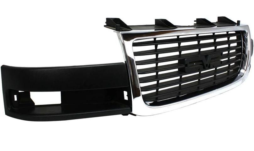 2003-2023 Gmc Savana Grille Front Composite Light Style Chrome/Black , GM1200532. Precision fitment for collision repair.